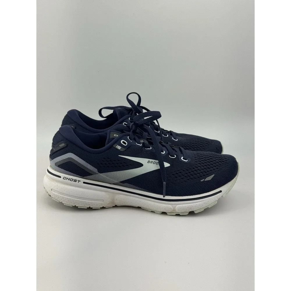Brooks Womens Ghost 15 1203801B450 Blue White Running Shoes Sneakers Size 7.5